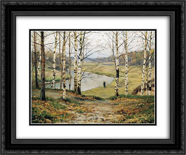 October 24x20 Black Ornate Wood Framed Art Print Poster with Double Matting by Volkov, Efim