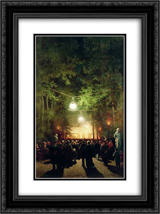 The party in the summer garden 18x24 Black Ornate Wood Framed Art Print Poster with Double Matting by Volkov, Efim