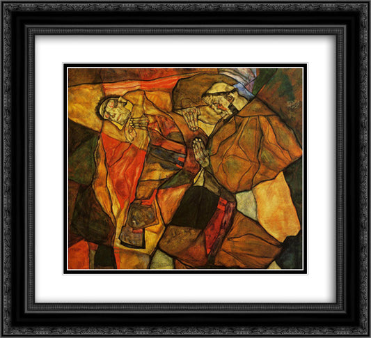 Agony 22x20 Black Ornate Wood Framed Art Print Poster with Double Matting by Schiele, Egon