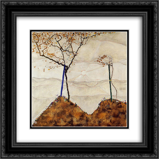 Autumn Sun 20x20 Black Ornate Wood Framed Art Print Poster with Double Matting by Schiele, Egon