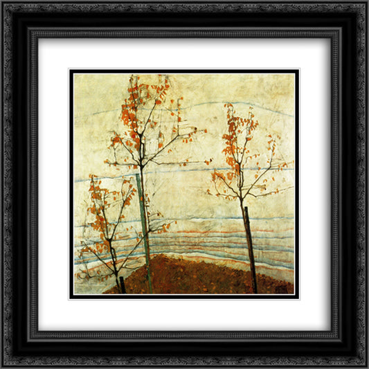 Autumn Trees 20x20 Black Ornate Wood Framed Art Print Poster with Double Matting by Schiele, Egon