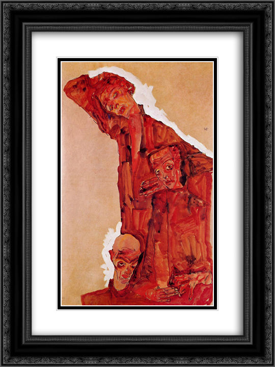 Composition with Three Male Figures (Self Portrait) 18x24 Black Ornate Wood Framed Art Print Poster with Double Matting by Schiele, Egon