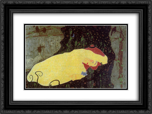 Danae 24x18 Black Ornate Wood Framed Art Print Poster with Double Matting by Schiele, Egon