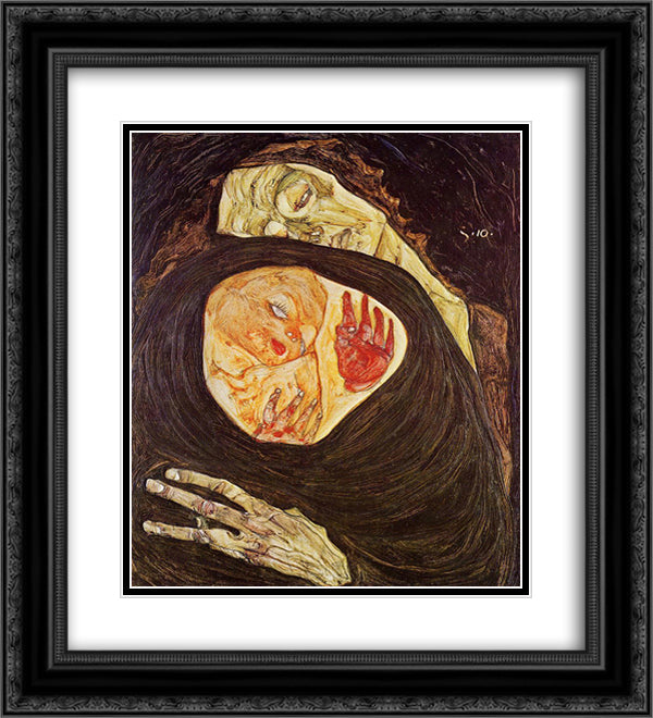 Dead Mother 20x22 Black Ornate Wood Framed Art Print Poster with Double Matting by Schiele, Egon