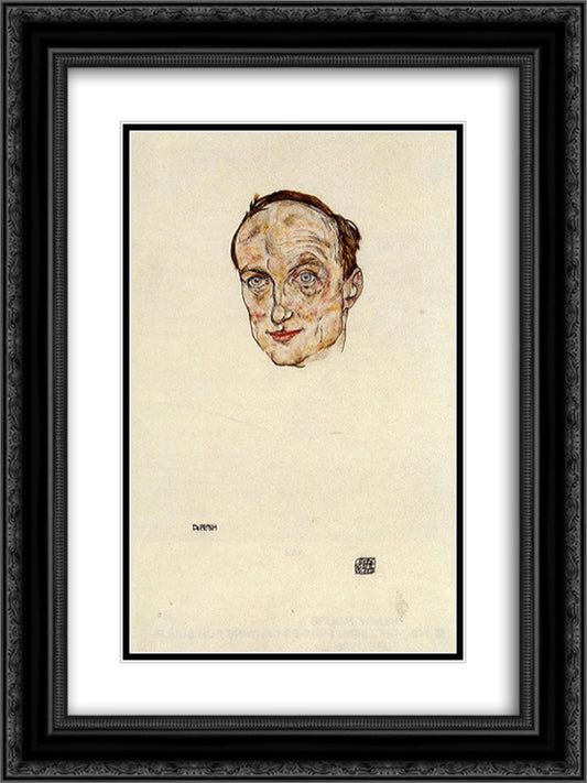 Head of Dr. Fritsch 18x24 Black Ornate Wood Framed Art Print Poster with Double Matting by Schiele, Egon