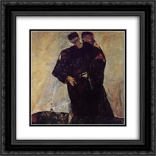 Hermits 20x20 Black Ornate Wood Framed Art Print Poster with Double Matting by Schiele, Egon