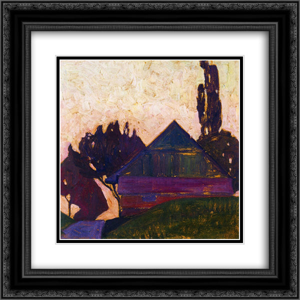 House Between Trees I 20x20 Black Ornate Wood Framed Art Print Poster with Double Matting by Schiele, Egon