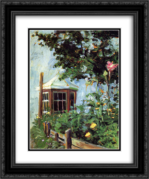 House with a Bay Window in the Garden 20x24 Black Ornate Wood Framed Art Print Poster with Double Matting by Schiele, Egon