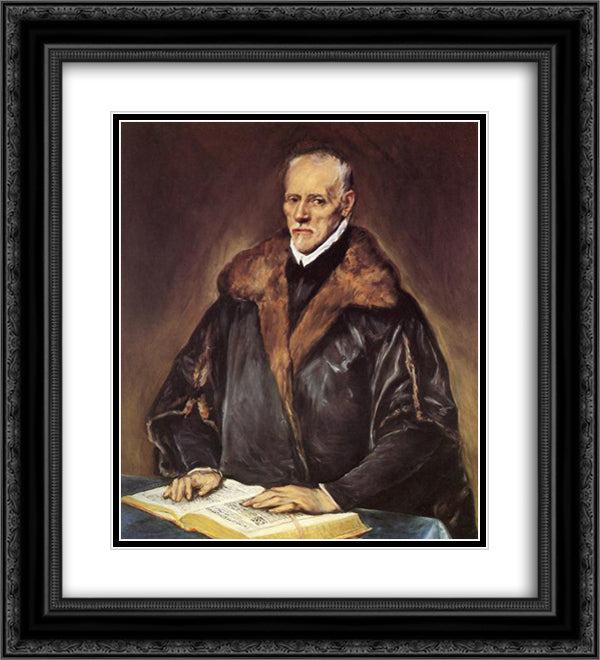 A Prelate 20x22 Black Ornate Wood Framed Art Print Poster with Double Matting by El Greco