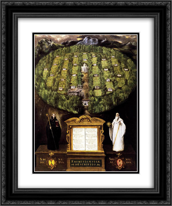 Allegory of Camaldolese Order 20x24 Black Ornate Wood Framed Art Print Poster with Double Matting by El Greco