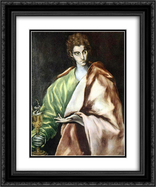 Apostle St. John the Evangelist 20x24 Black Ornate Wood Framed Art Print Poster with Double Matting by El Greco