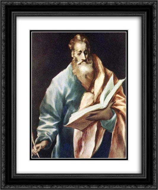 Apostle St. Matthew 20x24 Black Ornate Wood Framed Art Print Poster with Double Matting by El Greco