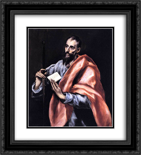 Apostle St. Paul 20x22 Black Ornate Wood Framed Art Print Poster with Double Matting by El Greco