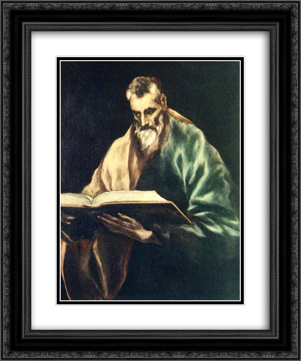 Apostle St. Simon 20x24 Black Ornate Wood Framed Art Print Poster with Double Matting by El Greco