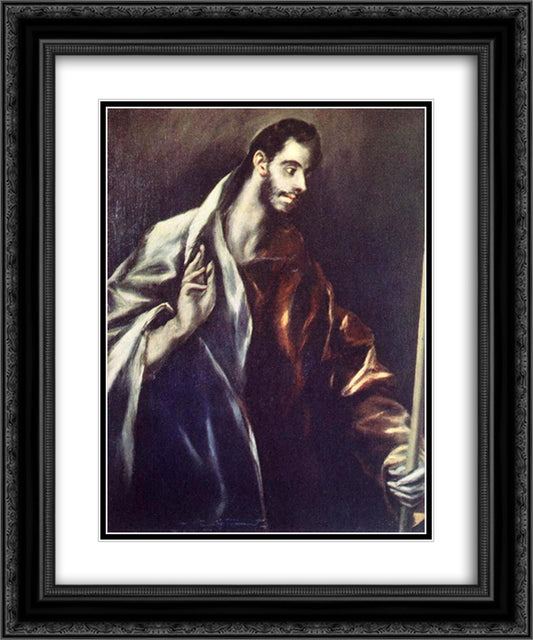 Apostle St. Thomas 20x24 Black Ornate Wood Framed Art Print Poster with Double Matting by El Greco