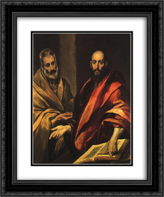 Apostles Peter and Paul 20x24 Black Ornate Wood Framed Art Print Poster with Double Matting by El Greco