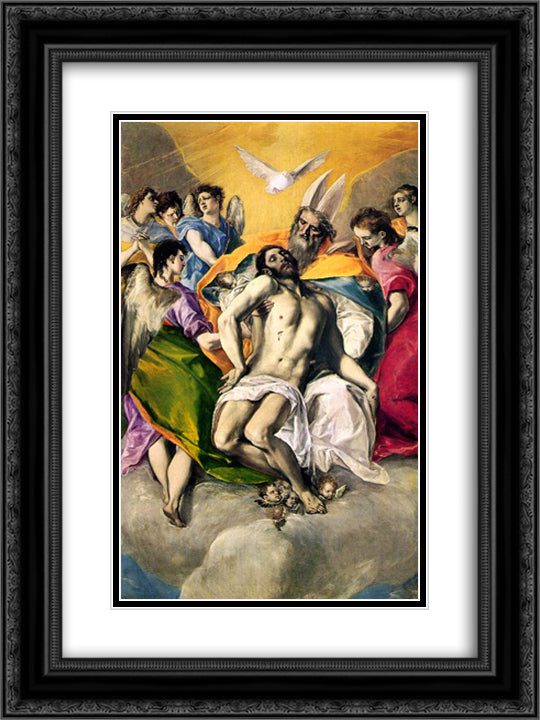 Ascension of Jesus 18x24 Black Ornate Wood Framed Art Print Poster with Double Matting by El Greco