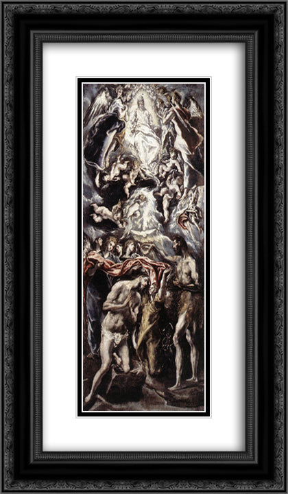 Baptism of Christ 14x24 Black Ornate Wood Framed Art Print Poster with Double Matting by El Greco