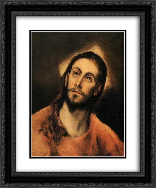 Christ 20x24 Black Ornate Wood Framed Art Print Poster with Double Matting by El Greco