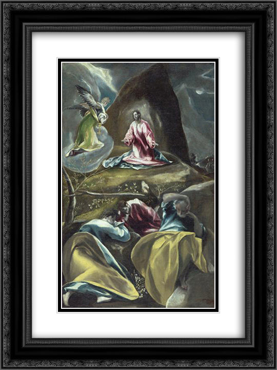 Christ in the Olive Garden 18x24 Black Ornate Wood Framed Art Print Poster with Double Matting by El Greco