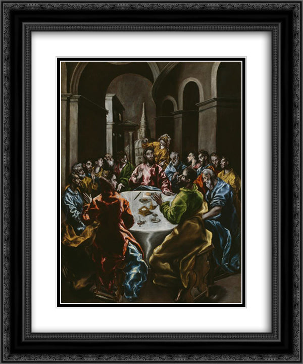 Feast in the House of Simon 20x24 Black Ornate Wood Framed Art Print Poster with Double Matting by El Greco