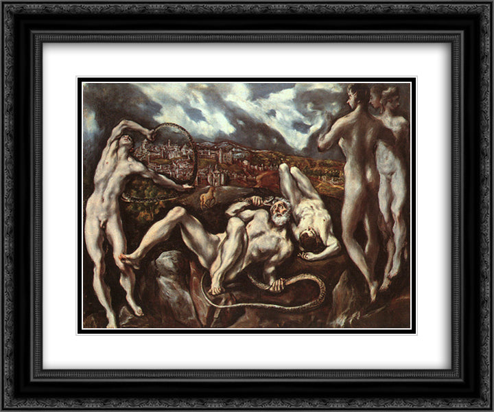 Laocoon 24x20 Black Ornate Wood Framed Art Print Poster with Double Matting by El Greco