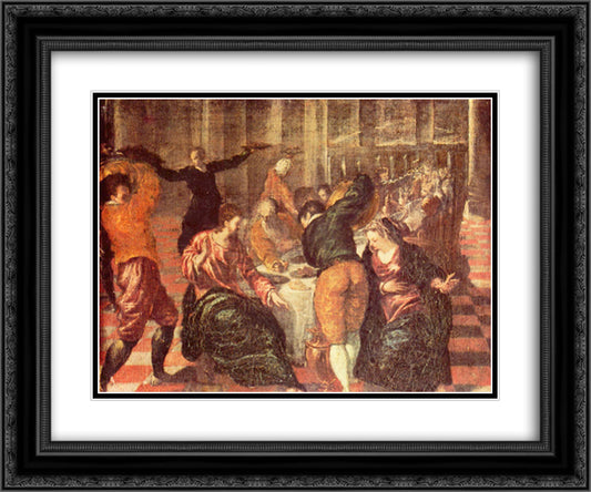 Marriage at Cana 24x20 Black Ornate Wood Framed Art Print Poster with Double Matting by El Greco