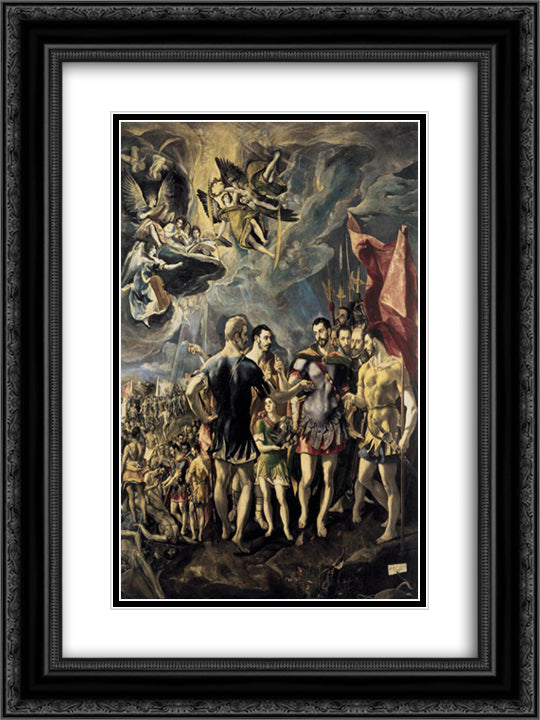 Martyrdom of St. Maurice and His Legions 18x24 Black Ornate Wood Framed Art Print Poster with Double Matting by El Greco