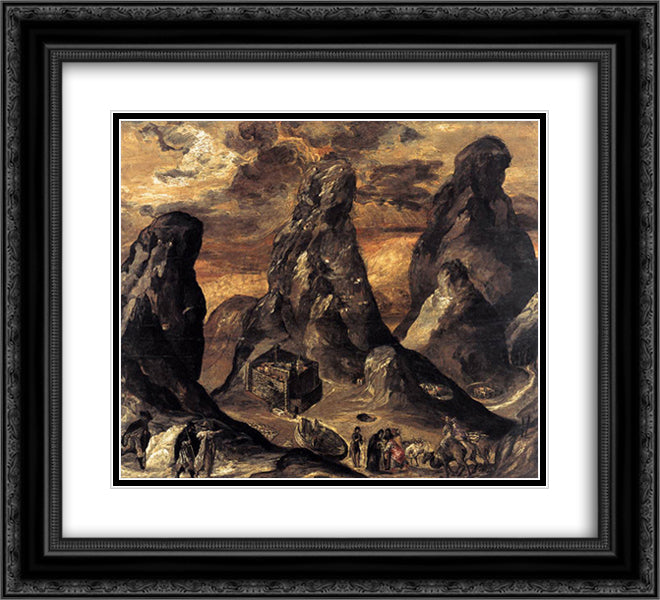 Mount Sinai 22x20 Black Ornate Wood Framed Art Print Poster with Double Matting by El Greco