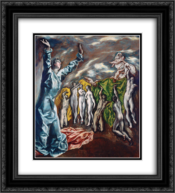 Opening of the fifth seal (The vision of Saint John the Divine) 20x22 Black Ornate Wood Framed Art Print Poster with Double Matting by El Greco