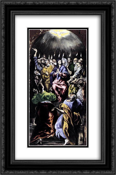 Pentecost 16x24 Black Ornate Wood Framed Art Print Poster with Double Matting by El Greco