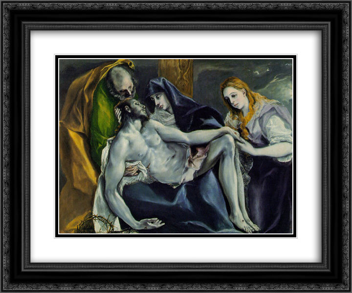 Pieta 24x20 Black Ornate Wood Framed Art Print Poster with Double Matting by El Greco