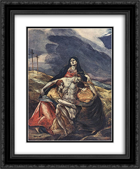 Pieta (The Lamentation of Christ) 20x24 Black Ornate Wood Framed Art Print Poster with Double Matting by El Greco