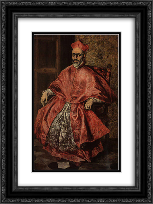 Portrait of a Cardinal (Probably Cardinal Don Fernando Nino de Guevara) 18x24 Black Ornate Wood Framed Art Print Poster with Double Matting by El Greco