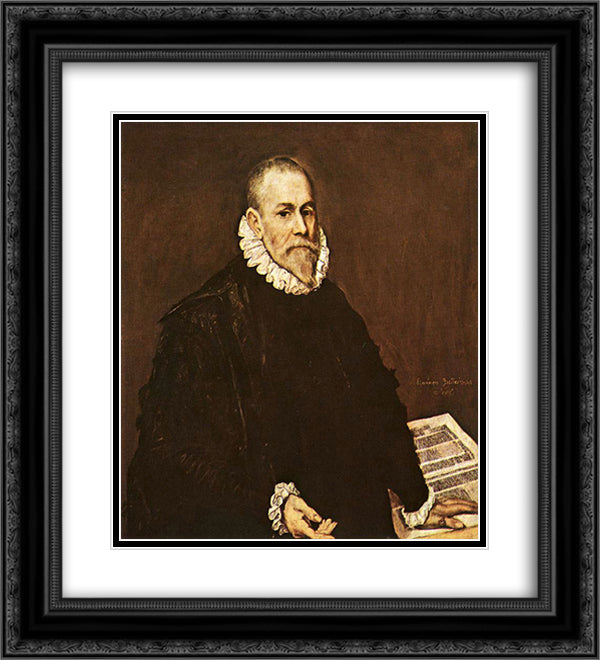 Portrait of a doctor Rodrigo de la Fuente 20x22 Black Ornate Wood Framed Art Print Poster with Double Matting by El Greco