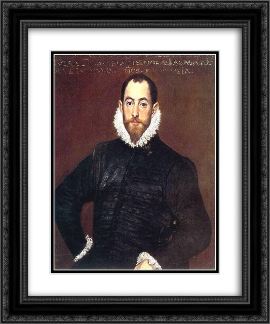 Portrait of a gentleman from Casa de Leiva 20x24 Black Ornate Wood Framed Art Print Poster with Double Matting by El Greco