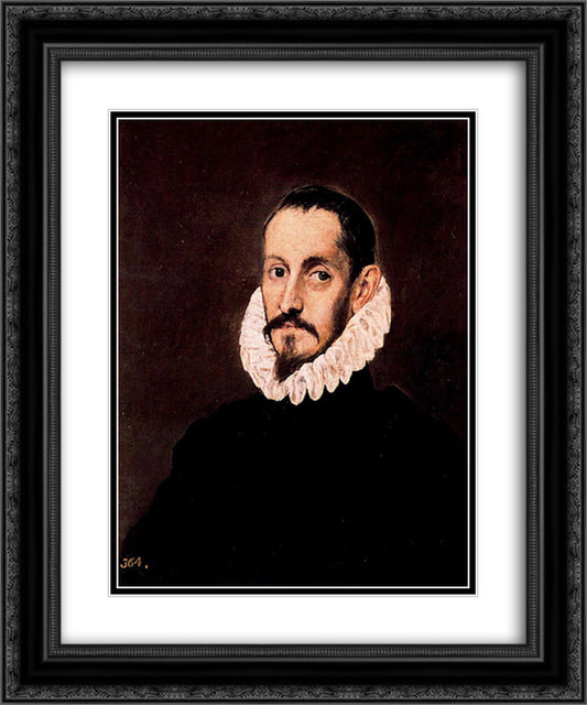 Portrait of a man 20x24 Black Ornate Wood Framed Art Print Poster with Double Matting by El Greco