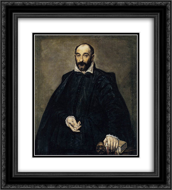 Portrait of a man (Andrea Palladio) 20x22 Black Ornate Wood Framed Art Print Poster with Double Matting by El Greco