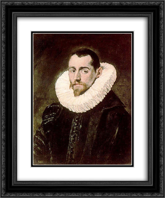 Portrait of a young man 20x24 Black Ornate Wood Framed Art Print Poster with Double Matting by El Greco