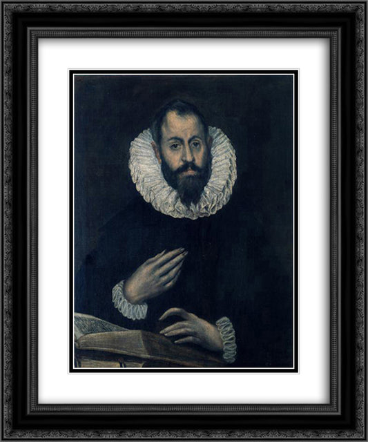 Portrait of Alonso de Herrera 20x24 Black Ornate Wood Framed Art Print Poster with Double Matting by El Greco