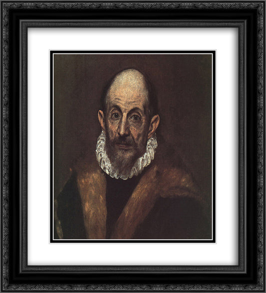 Portrait of an old man (presumed self-portrait of El Greco) 20x22 Black Ornate Wood Framed Art Print Poster with Double Matting by El Greco