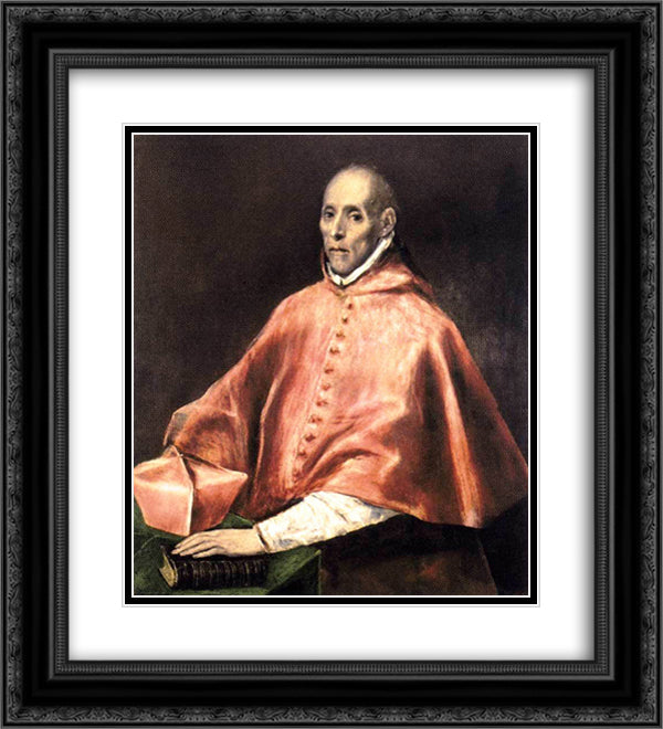 Portrait of Cardinal Tavera 20x22 Black Ornate Wood Framed Art Print Poster with Double Matting by El Greco