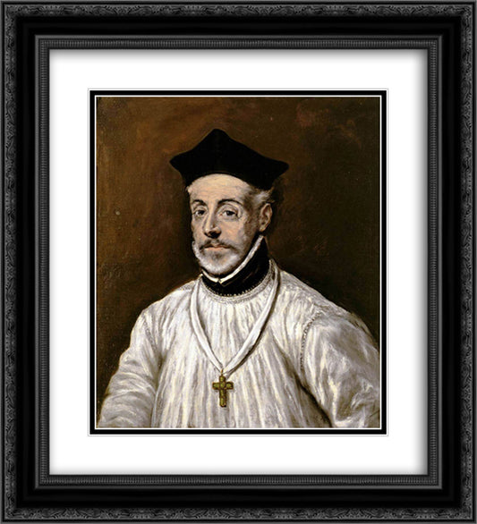 Portrait of Diego de Covarrubias 20x22 Black Ornate Wood Framed Art Print Poster with Double Matting by El Greco