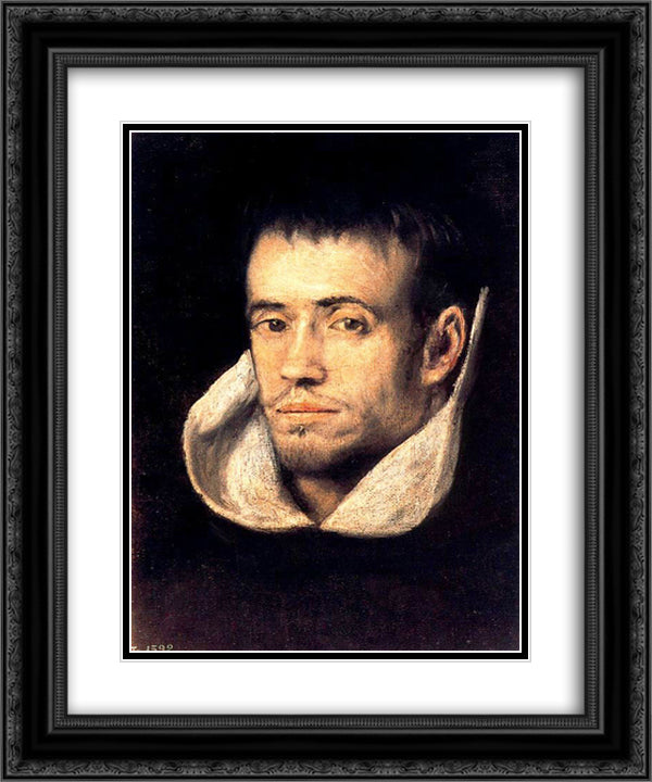 Portrait of Dominican Friar 20x24 Black Ornate Wood Framed Art Print Poster with Double Matting by El Greco