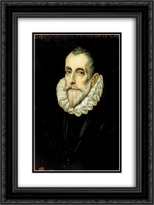 Portrait Of Don Rodrigo Vasquez 18x24 Black Ornate Wood Framed Art Print Poster with Double Matting by El Greco