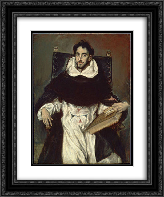 Portrait of Fray Hortensio Felix Paravicino 20x24 Black Ornate Wood Framed Art Print Poster with Double Matting by El Greco