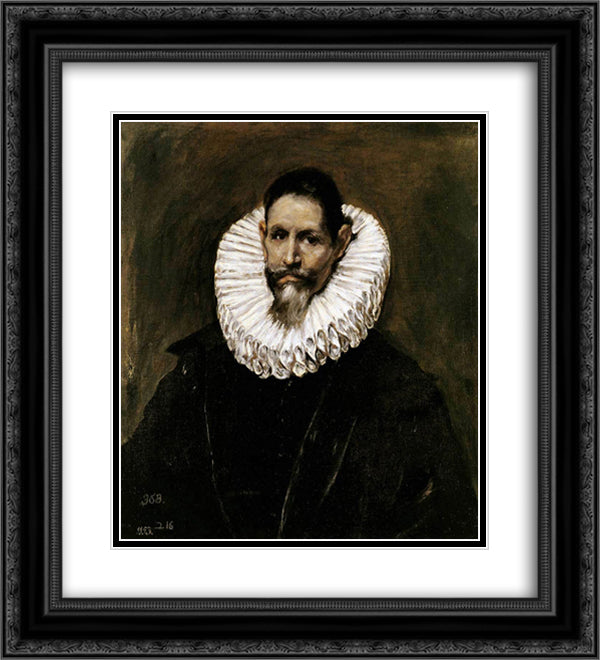 Portrait of Jeronimo de Cevallos 20x22 Black Ornate Wood Framed Art Print Poster with Double Matting by El Greco