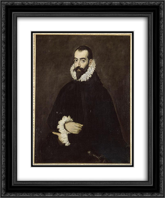 Portrait of Juan Alfonso de Pimentel y Herrera 20x24 Black Ornate Wood Framed Art Print Poster with Double Matting by El Greco