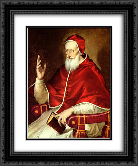 Portrait of Pope Pius V 20x24 Black Ornate Wood Framed Art Print Poster with Double Matting by El Greco