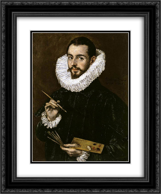 Portrait of the-Artist's son Jorge Manuel Theotokopoulos 20x24 Black Ornate Wood Framed Art Print Poster with Double Matting by El Greco